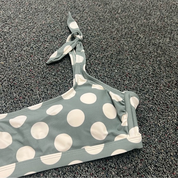 TARGET Green & White Polka Dot Bow Tie Shoulder Retro Bikini Top Removable Cup L - Picture 8 of 16
